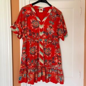 Farm Rio tropical Chevron Print V-Neck mini dress